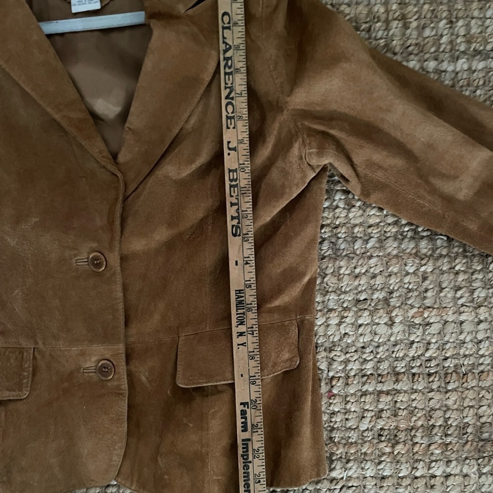Women's Vintage Suede Camel Blazer Jacket Large - Picture 10 of 10